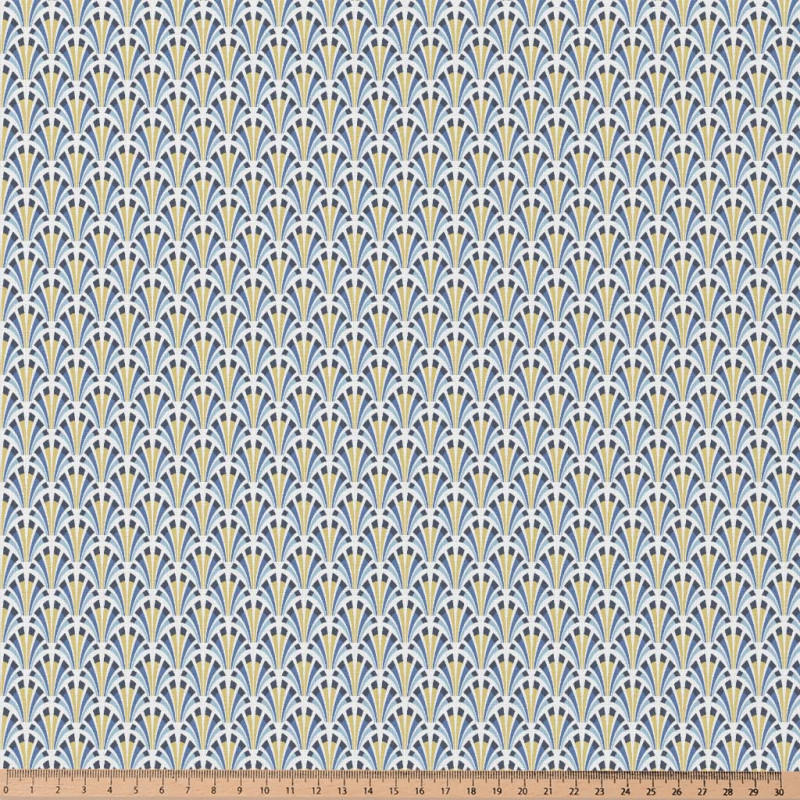 Printed Cotton KOLIUS2 White / Blue